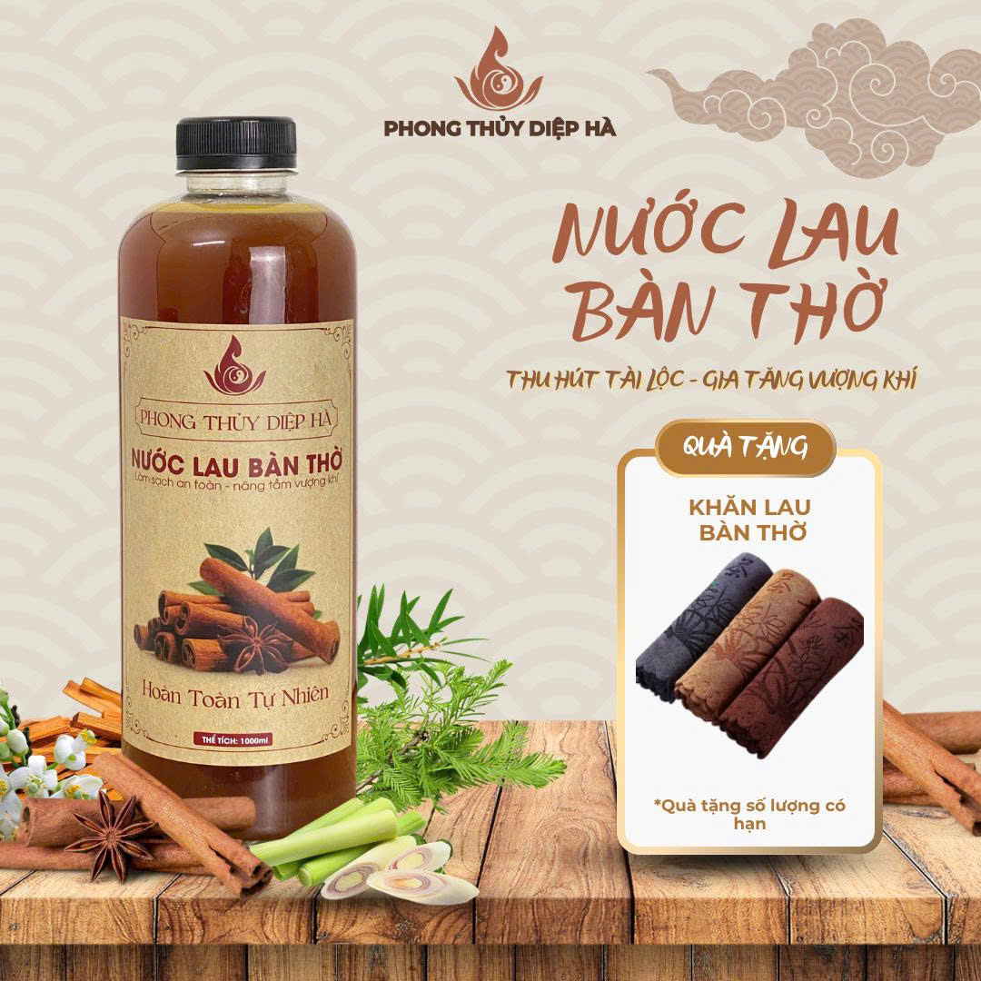 Nước Lau Bàn Thờ Thảo Mộc Phong Thủy Diệp Hà – Thanh Tẩy Uế Khí, Thu Hút Tài Lộc